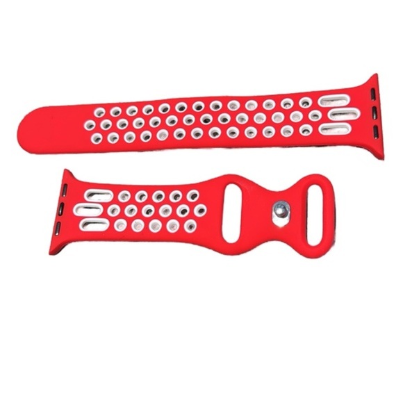 Red/White Sport Silicone Bands for Apple Watch - Strap Band iWatch SE Series 9-1 - Picture 1 of 3